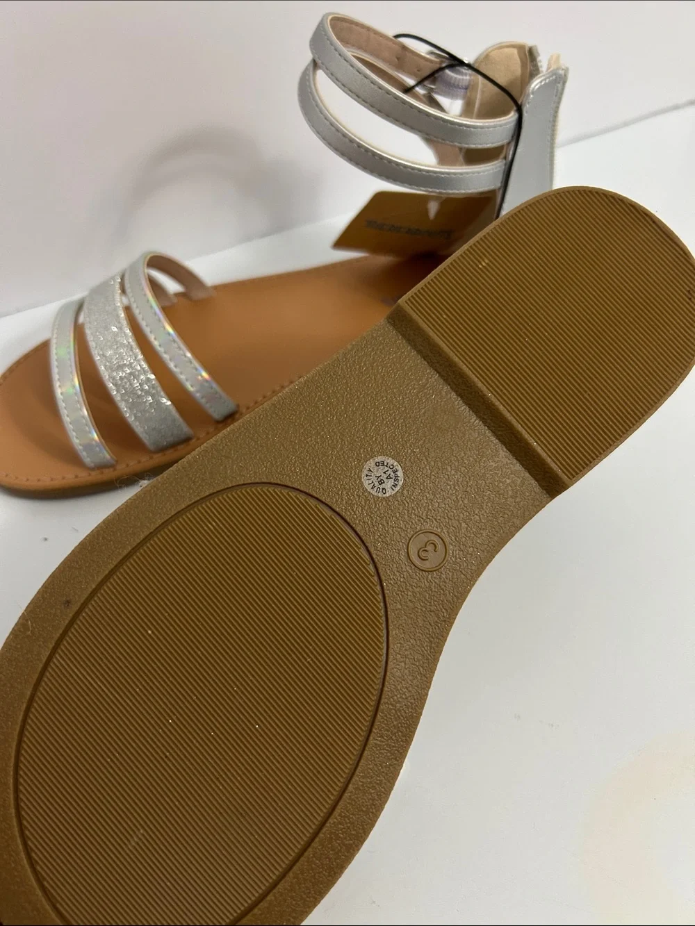 Thereabouts Addison Silver Holographic Strappy Sandals for Girls Sz 3
